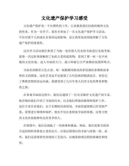 文化遗产保护学习感受