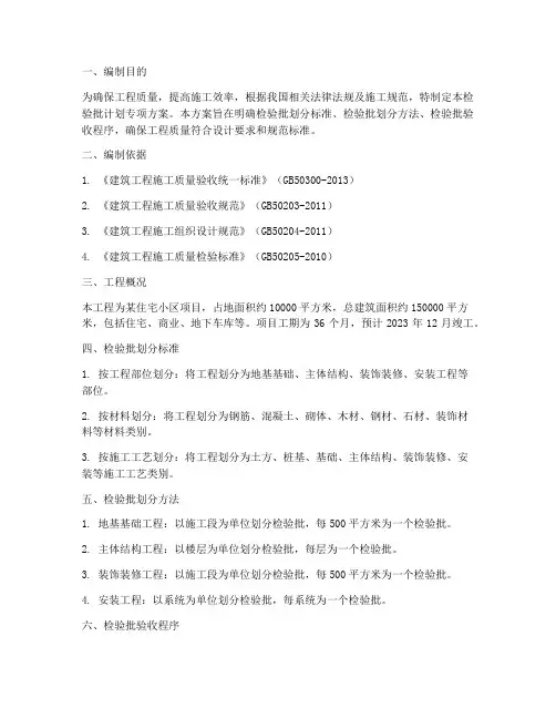 检验批计划专项方案