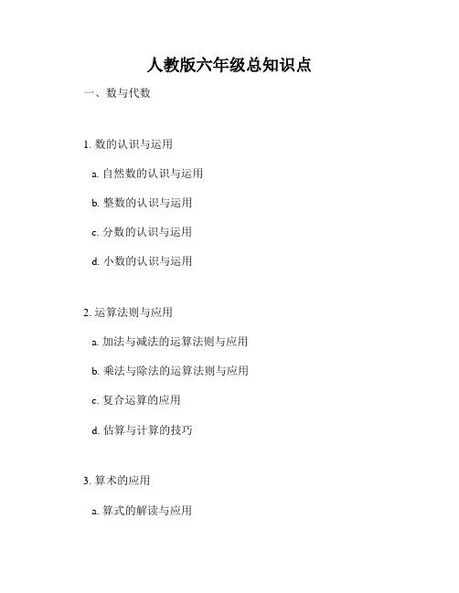 人教版六年级总知识点