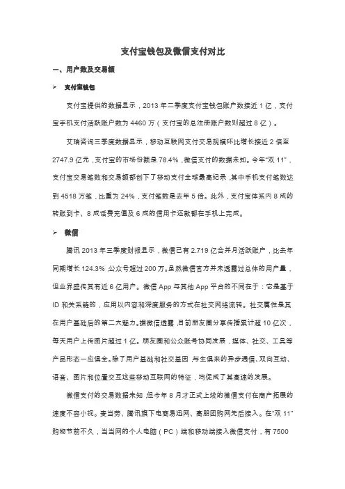 支付宝钱包及微信支付比较