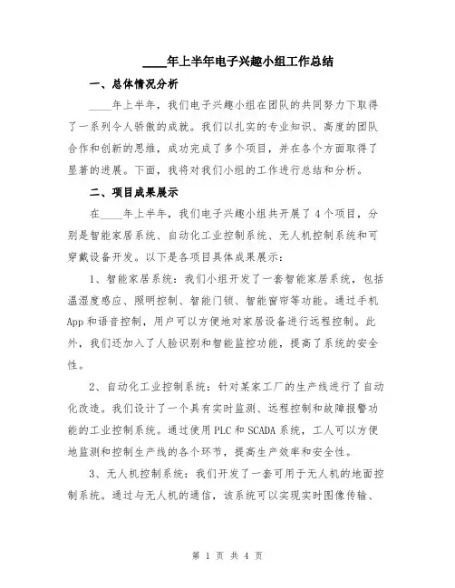 2024年上半年电子兴趣小组工作总结
