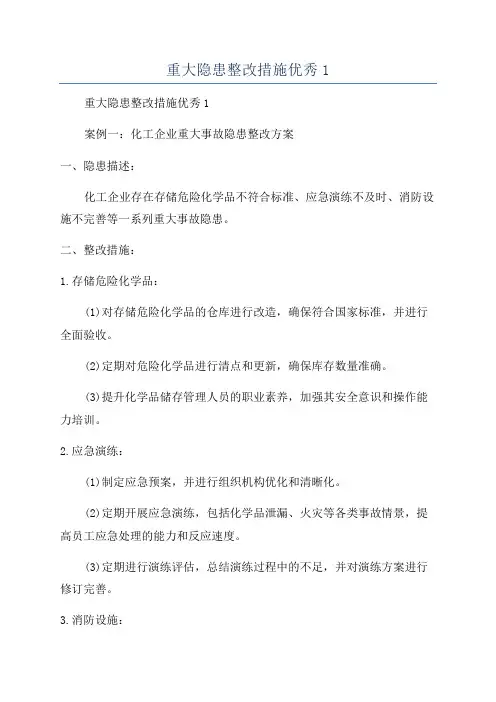 重大隐患整改措施优秀1