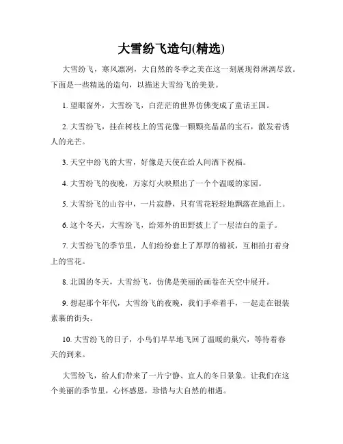 大雪纷飞造句(精选)