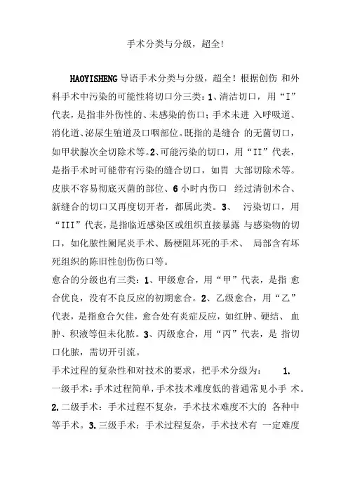 手术分类与分级-超全