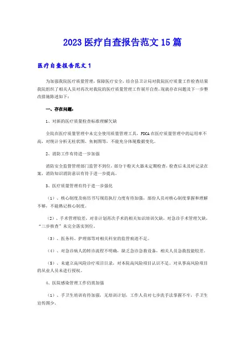 2023医疗自查报告范文15篇