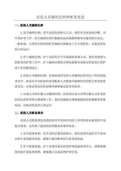医院人员编制比例和配备要求