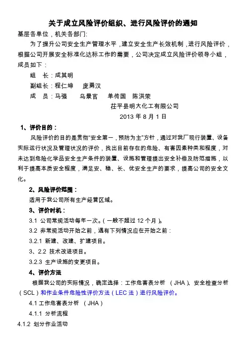 成立风险评价组织文件