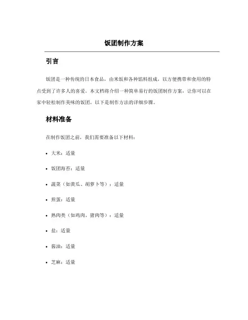 饭团制作方案