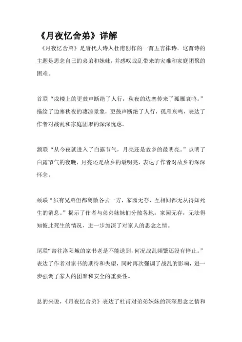 《月夜忆舍弟》详解