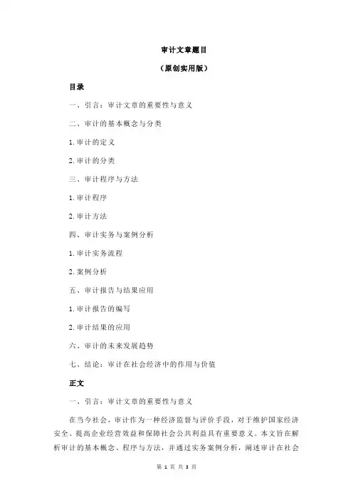 审计文章题目
