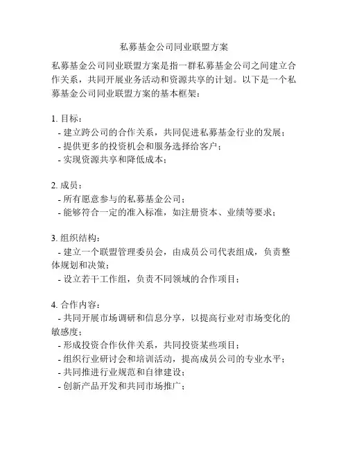 私募基金公司同业联盟方案