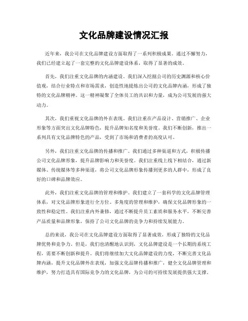 文化品牌建设情况汇报