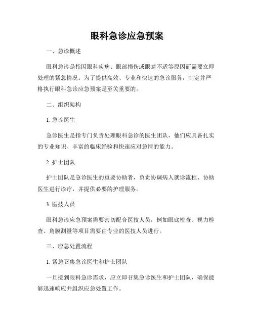 眼科急诊应急预案