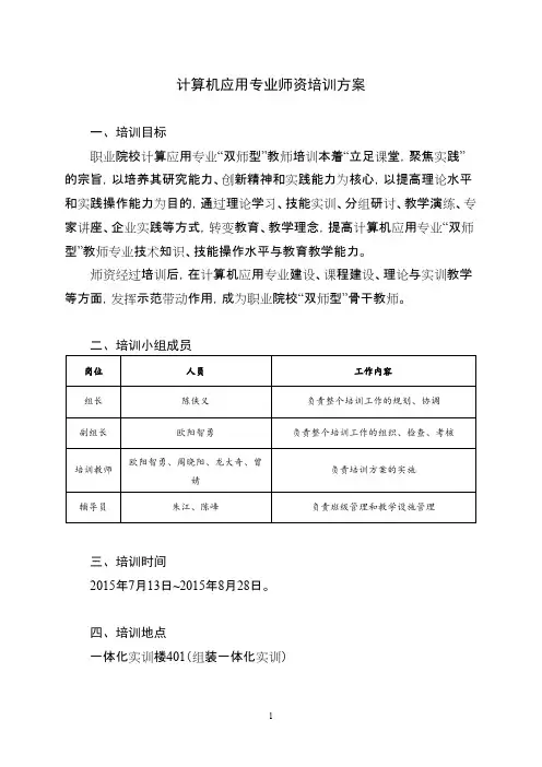 计算机应用专业师资培训方案