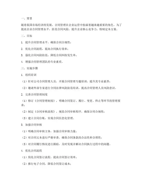 合同管理专项提升方案
