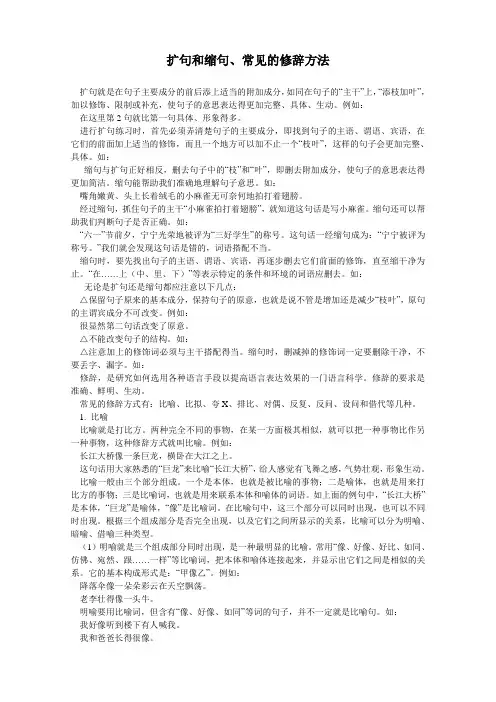 扩句和缩句、常见及修辞方法