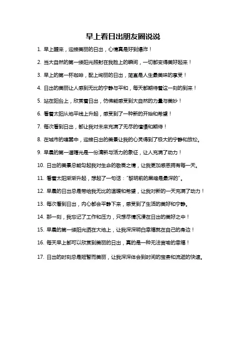 早上看日出朋友圈说说
