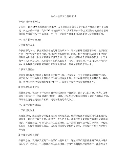 副校长挂职工作情况汇报