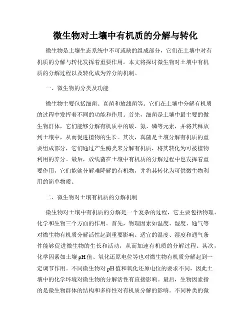 微生物对土壤中有机质的分解与转化