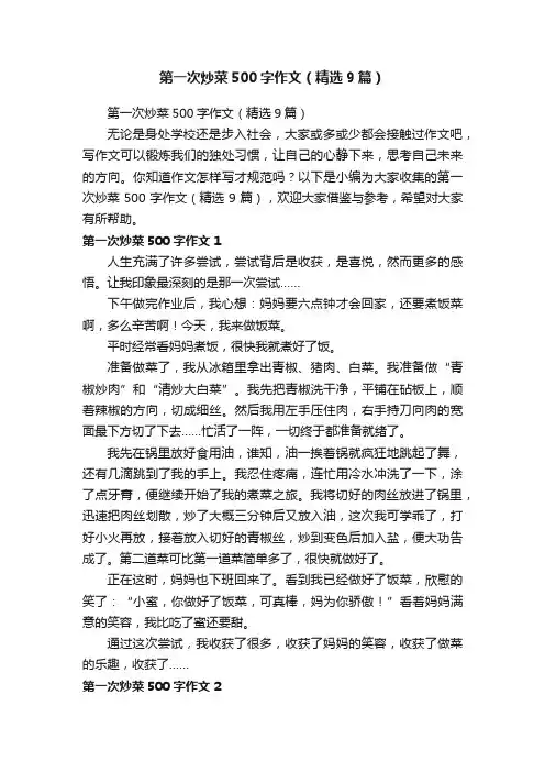 第一次炒菜500字作文（精选9篇）