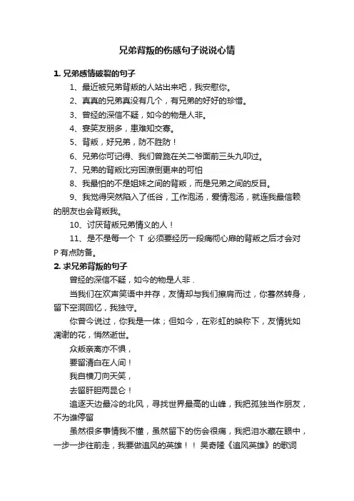 兄弟背叛的伤感句子说说心情