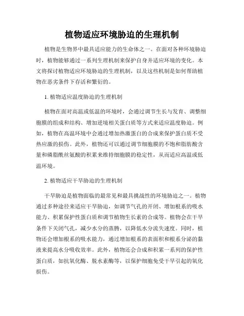 植物适应环境胁迫的生理机制
