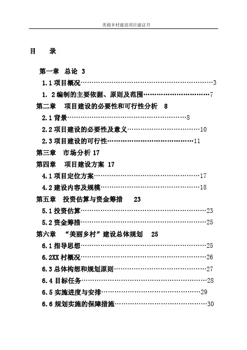 美丽乡村建设项目建议书