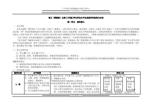 三年级(上)语文学生学业水平达成度评价标准与办法(验证稿)