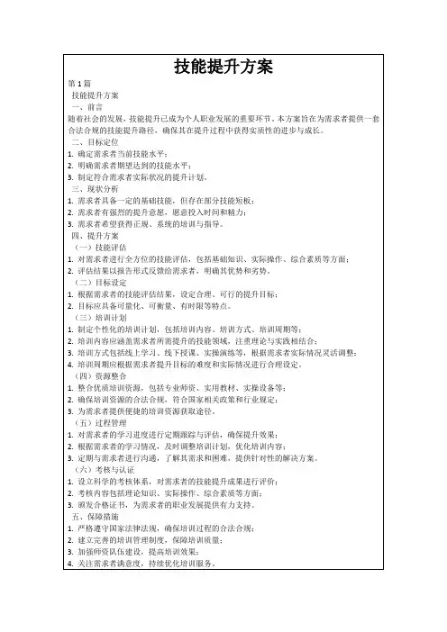 技能提升方案