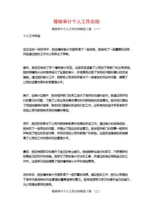 稽核审计个人工作总结2篇