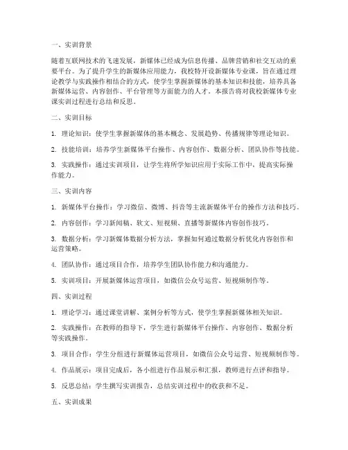 新媒体专业课实训报告