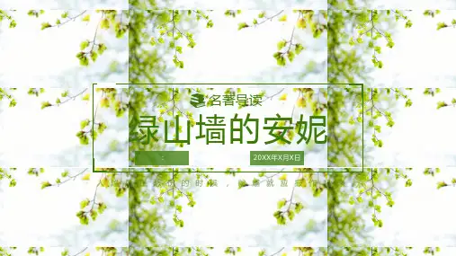名著导读绿山墙的安妮课件
