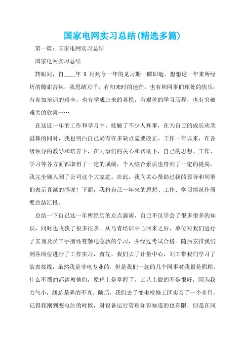 国家电网实习总结(精选多篇)  
