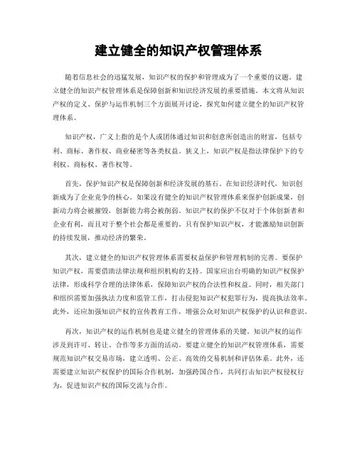 建立健全的知识产权管理体系