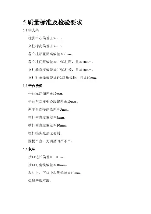 质量标准及检验要求