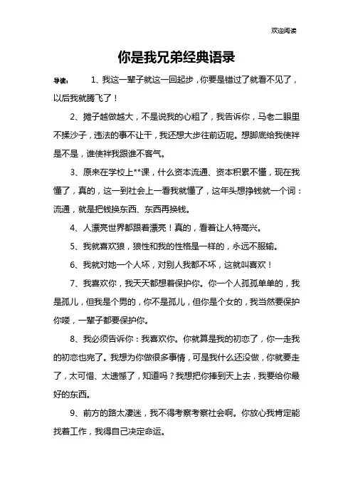 你是我兄弟经典语录