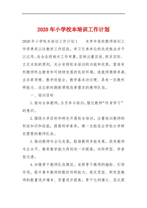 2020年小学校本培训工作计划