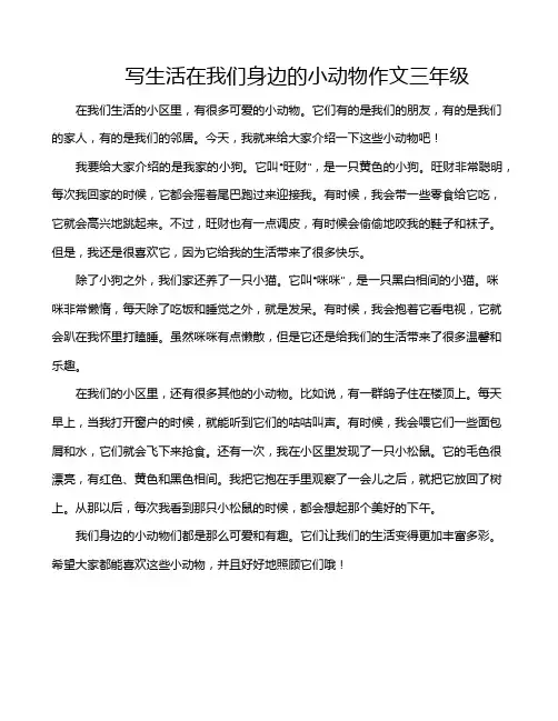 写生活在我们身边的小动物作文三年级
