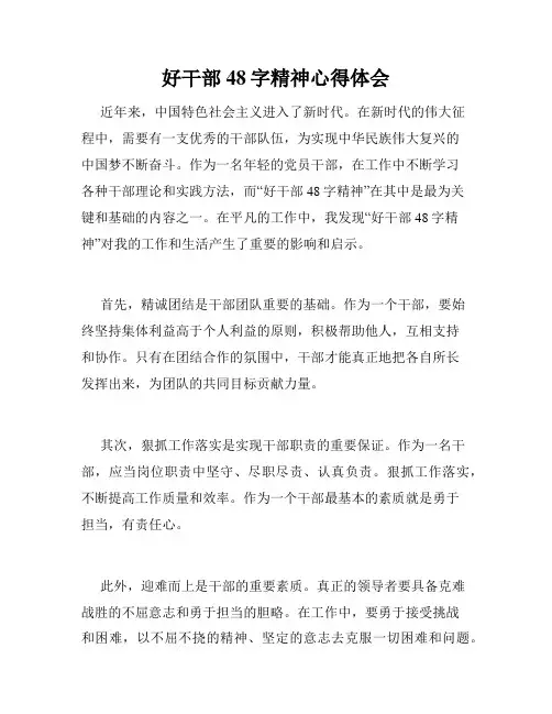 好干部48字精神心得体会