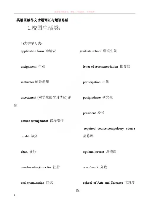 大学英语四级作文话题词汇与短语总结