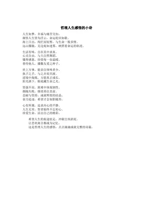哲理人生感悟的小诗