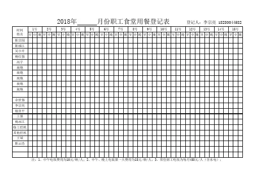 伙食考勤表