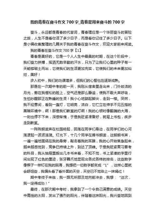 我的青春在奋斗作文700字_青春是用来奋斗的700字