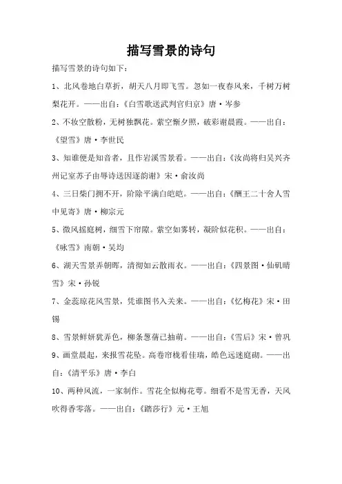 描写雪景的诗句请