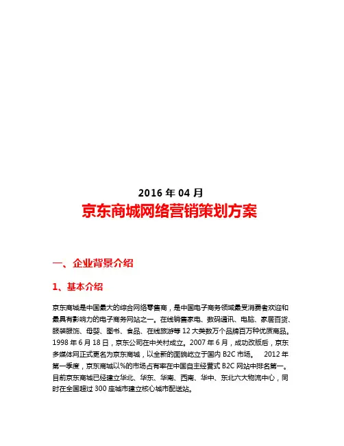 京东商城网络营销策划方案策划推广营销精品方案报告