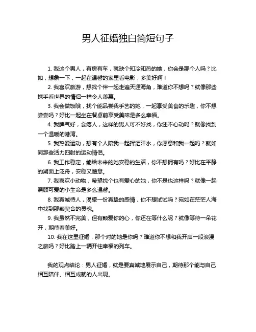 男人征婚独白简短句子