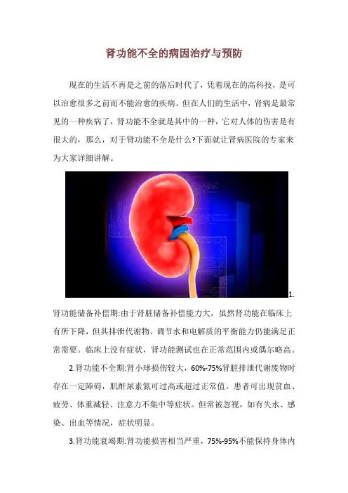 肾功能不全的病因治疗与预防