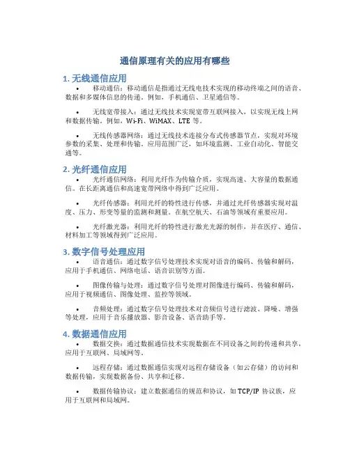 通信原理有关的应用有哪些