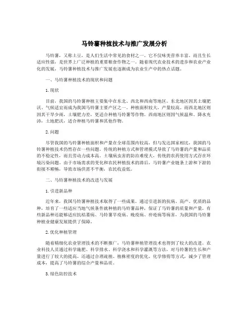 马铃薯种植技术与推广发展分析