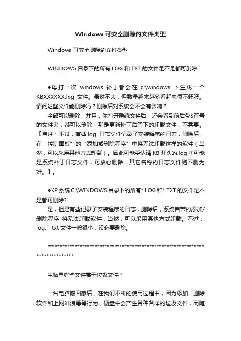 Windows可安全删除的文件类型